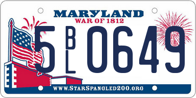 MD license plate 5BL0649