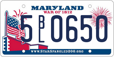 MD license plate 5BL0650