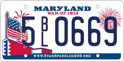 MD license plate 5BL0669