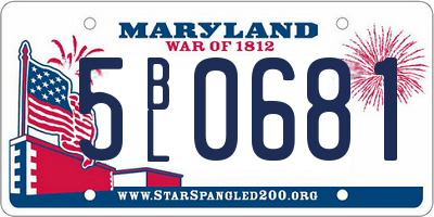 MD license plate 5BL0681