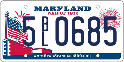 MD license plate 5BL0685