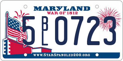 MD license plate 5BL0723