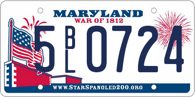 MD license plate 5BL0724