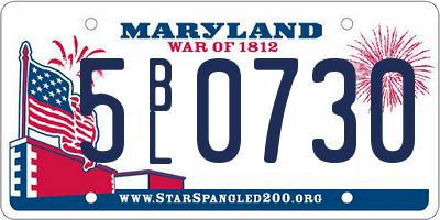 MD license plate 5BL0730