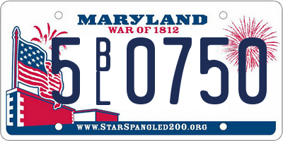 MD license plate 5BL0750