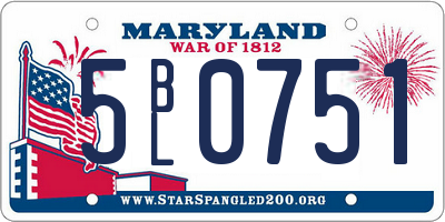 MD license plate 5BL0751