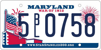 MD license plate 5BL0758