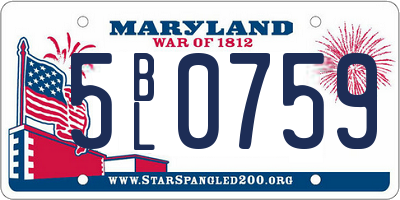 MD license plate 5BL0759