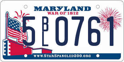 MD license plate 5BL0761