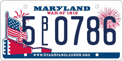 MD license plate 5BL0786