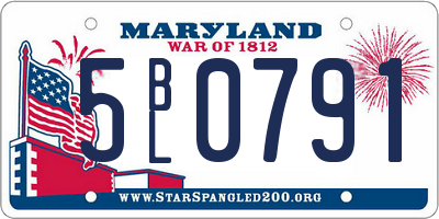 MD license plate 5BL0791