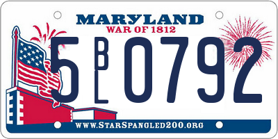 MD license plate 5BL0792