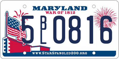 MD license plate 5BL0816