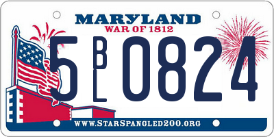 MD license plate 5BL0824