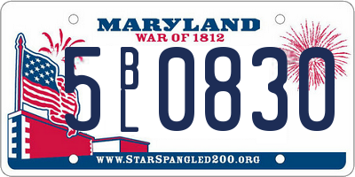 MD license plate 5BL0830