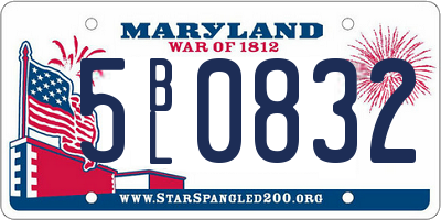 MD license plate 5BL0832