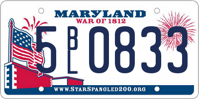 MD license plate 5BL0833