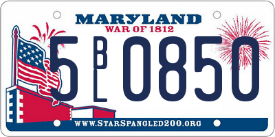 MD license plate 5BL0850