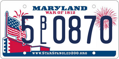 MD license plate 5BL0870