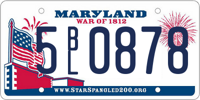 MD license plate 5BL0878