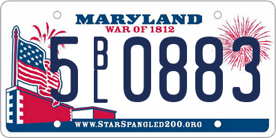 MD license plate 5BL0883