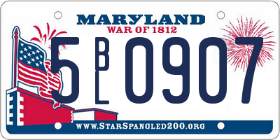 MD license plate 5BL0907