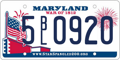 MD license plate 5BL0920