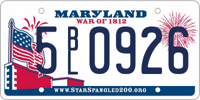 MD license plate 5BL0926