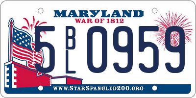 MD license plate 5BL0959