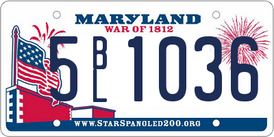 MD license plate 5BL1036