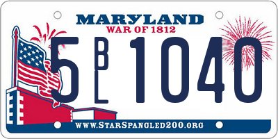 MD license plate 5BL1040