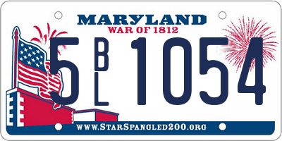 MD license plate 5BL1054