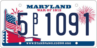 MD license plate 5BL1091