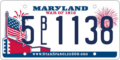 MD license plate 5BL1138