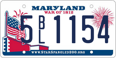 MD license plate 5BL1154