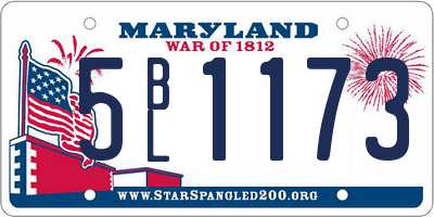 MD license plate 5BL1173