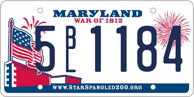 MD license plate 5BL1184