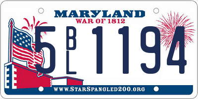 MD license plate 5BL1194
