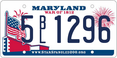 MD license plate 5BL1296