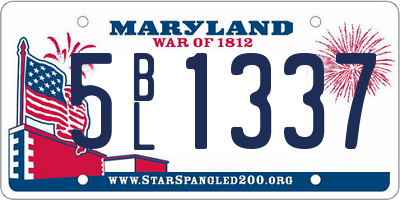 MD license plate 5BL1337
