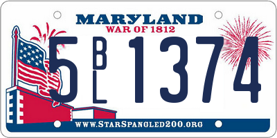 MD license plate 5BL1374