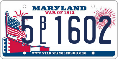 MD license plate 5BL1602