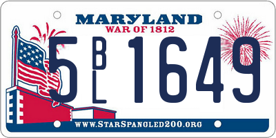 MD license plate 5BL1649
