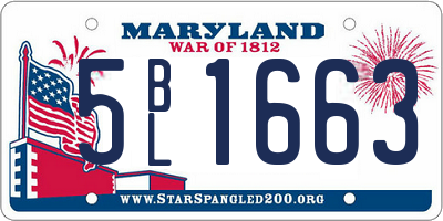 MD license plate 5BL1663