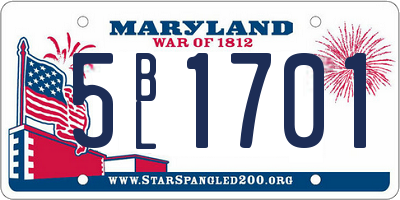 MD license plate 5BL1701