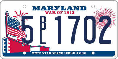 MD license plate 5BL1702