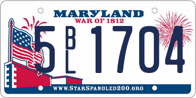 MD license plate 5BL1704