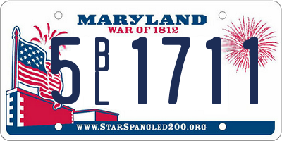 MD license plate 5BL1711