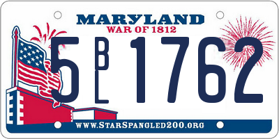 MD license plate 5BL1762