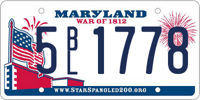 MD license plate 5BL1778